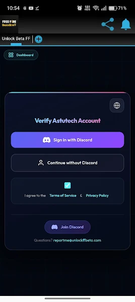 Unlock Beta FF download screen